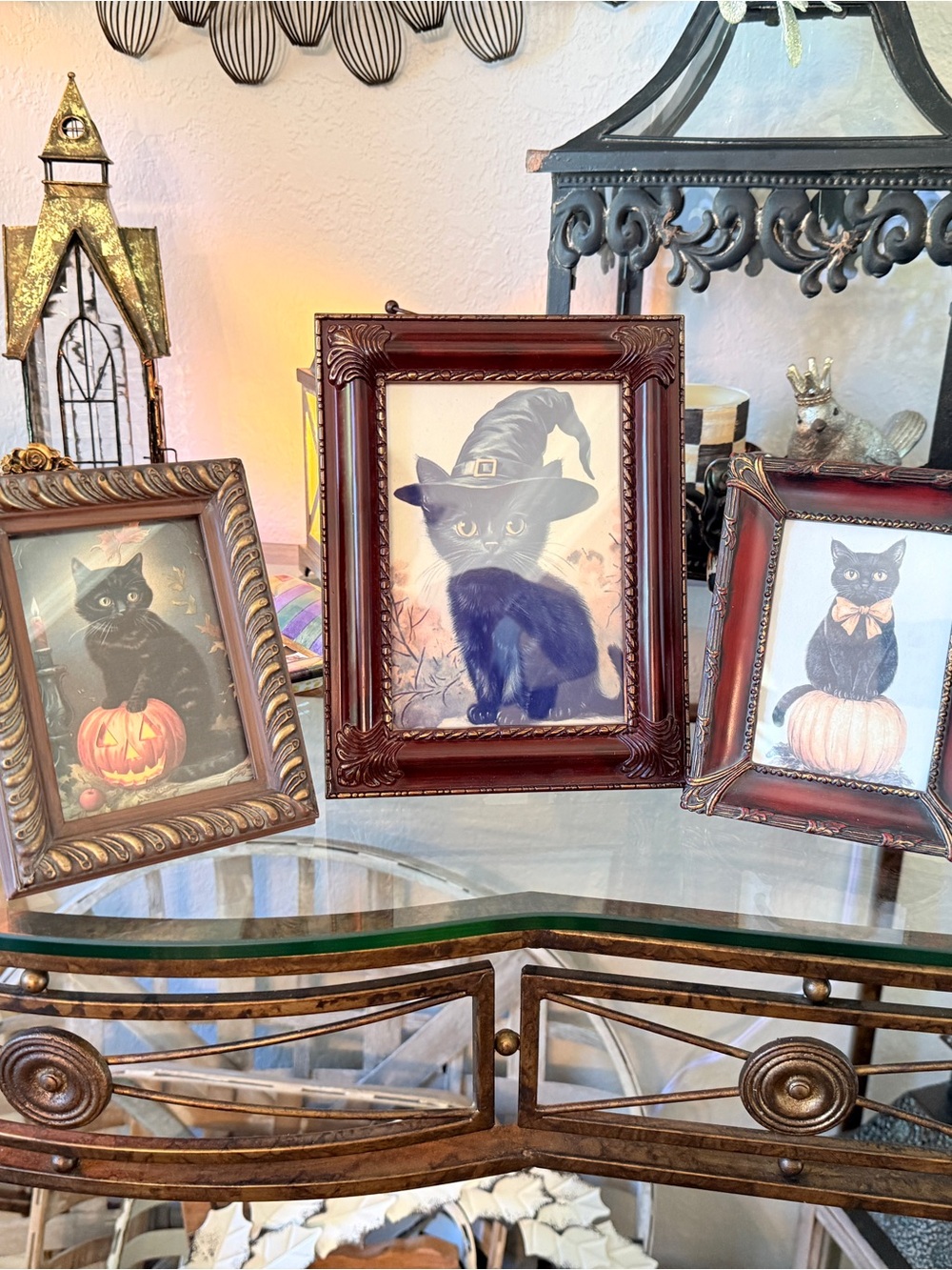 3 Vintage Black Cat Halloween Picture Frames - Picture 7 of 16